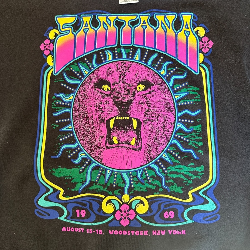 Carlos Santana Woodstock Crewneck S Black Good Graphic Pullover Indie Grunge